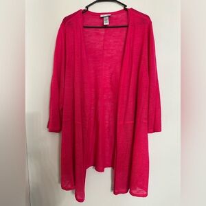 Catherines Hot Pink Lightweight Cardigan, new with tags. Size 2X